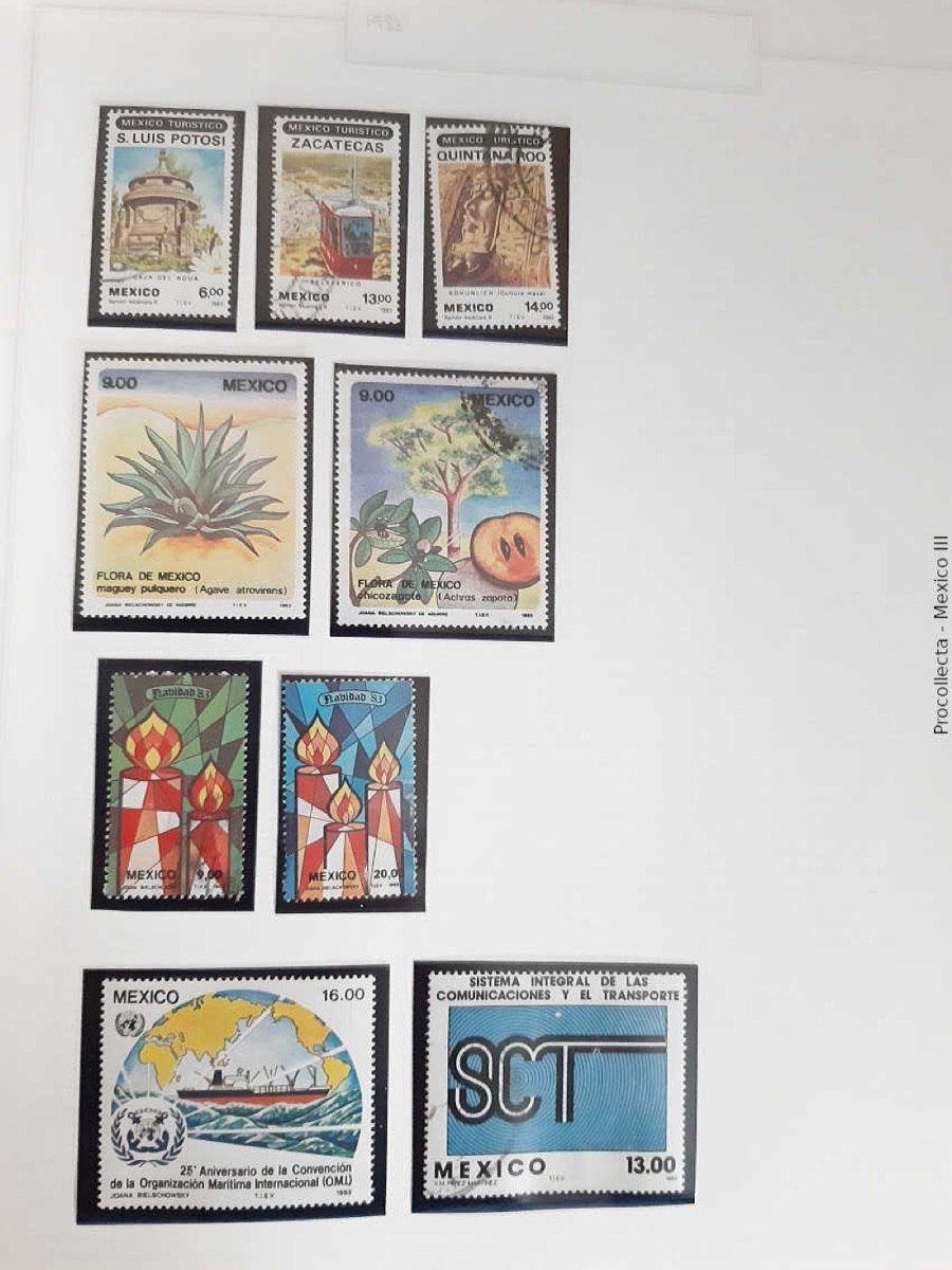 Album page with Mexican stamps from 1983